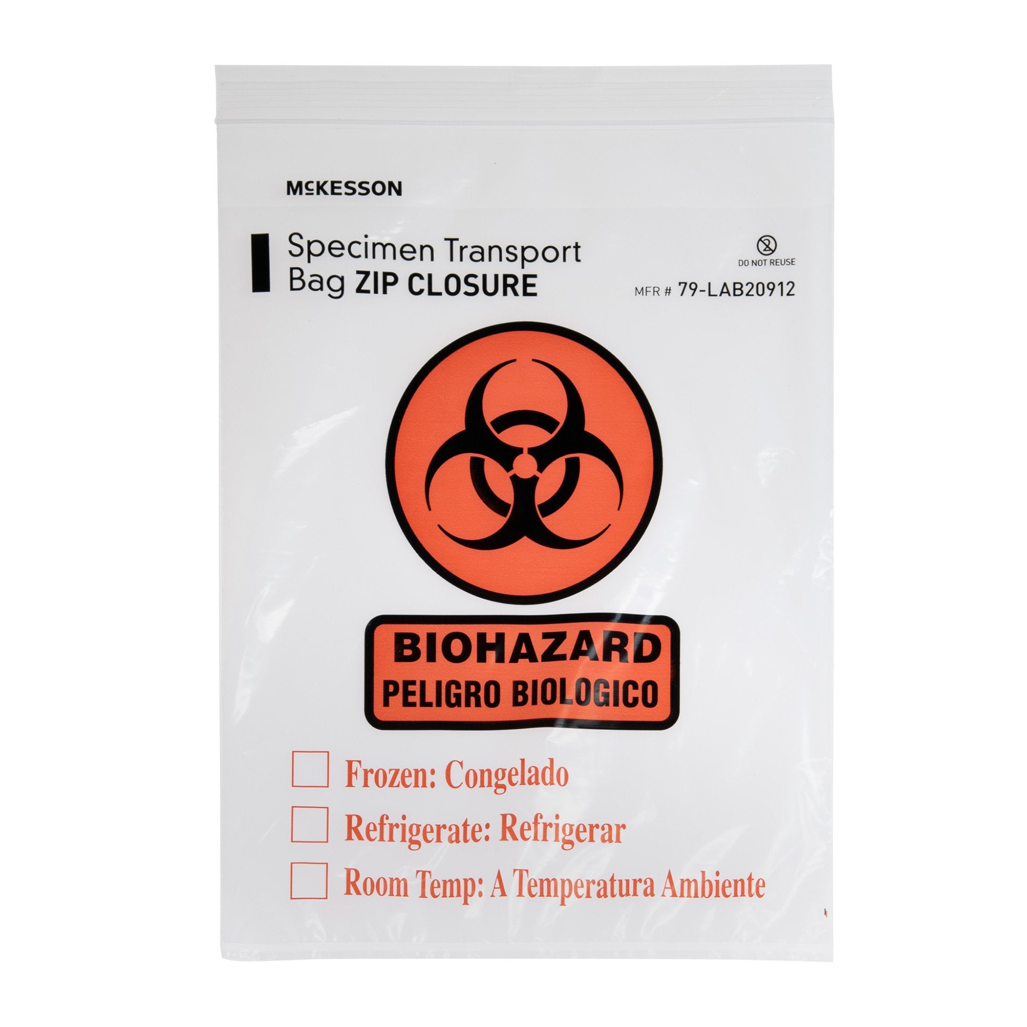 McKesson Specimen Transport Bag with Document Pouch, Zip Closure, 9 x 12 Inch - Clinical Laboratory>Specimen Collection>Sp...