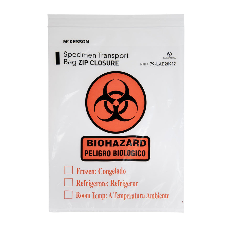 McKesson Specimen Transport Bag with Document Pouch, Zip Closure, 9 x 12 Inch - Clinical Laboratory>Specimen Collection>Sp...