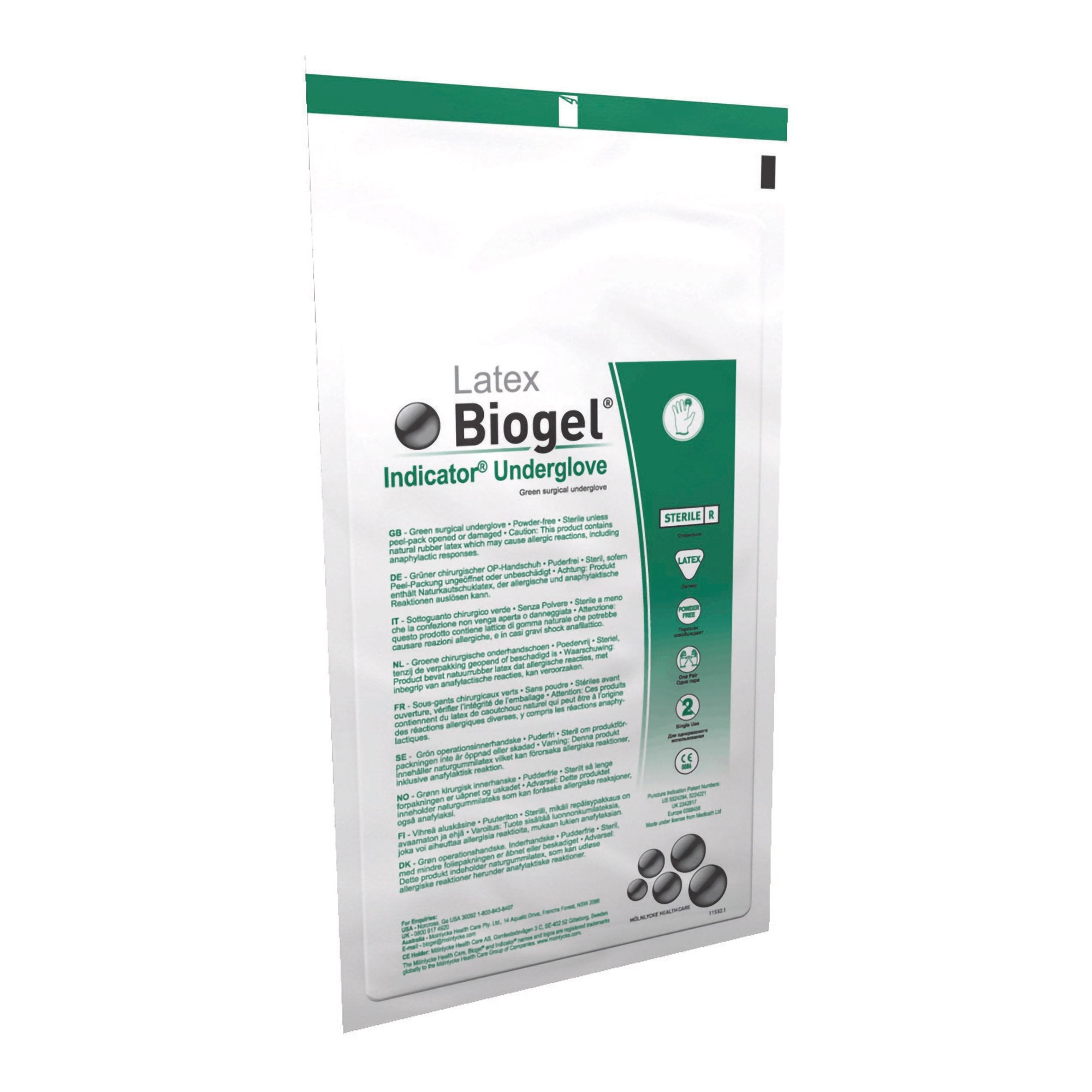 Biogel® Indicator™ Latex Surgical Underglove, Size 7.5, Green - Gloves>Surgical Gloves - Molnlycke