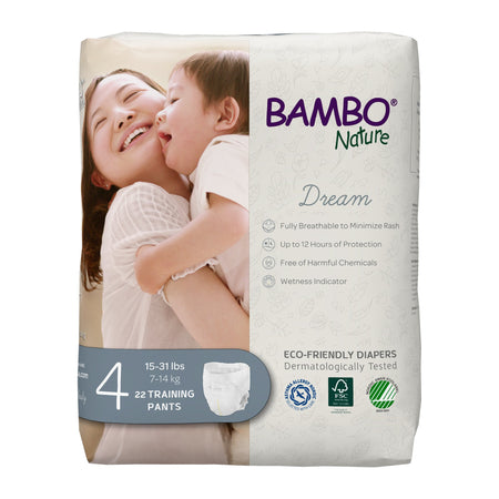 Bambo Nature Dream Training Pants, Size 4-Unisex Toddler Training Pants Bambo Nature Dream Pull On with Tear Away Seams Size 4 Disposable Heavy Absorbency