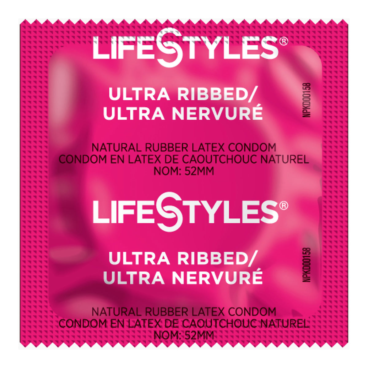 Lifestyles Ultra Ribbed Lubricated Latex Condom-"Condom Lifestyles Ultra Ribbed Lubricated One Size Fits Most 1,008 per Case"