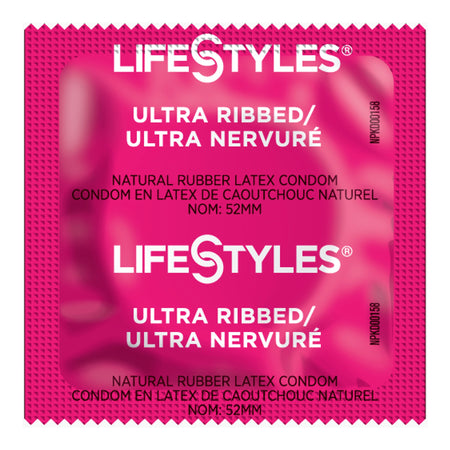 Lifestyles Ultra Ribbed Lubricated Latex Condom-"Condom Lifestyles Ultra Ribbed Lubricated One Size Fits Most 1,008 per Case"