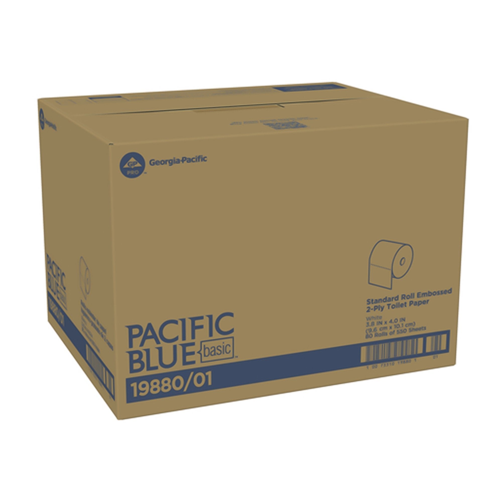 Pacific Blue Basic Toilet Tissue-Toilet Tissue envision White 2-Ply Standard Size Cored Roll 550 Sheets 4 X 4-1/20 Inch