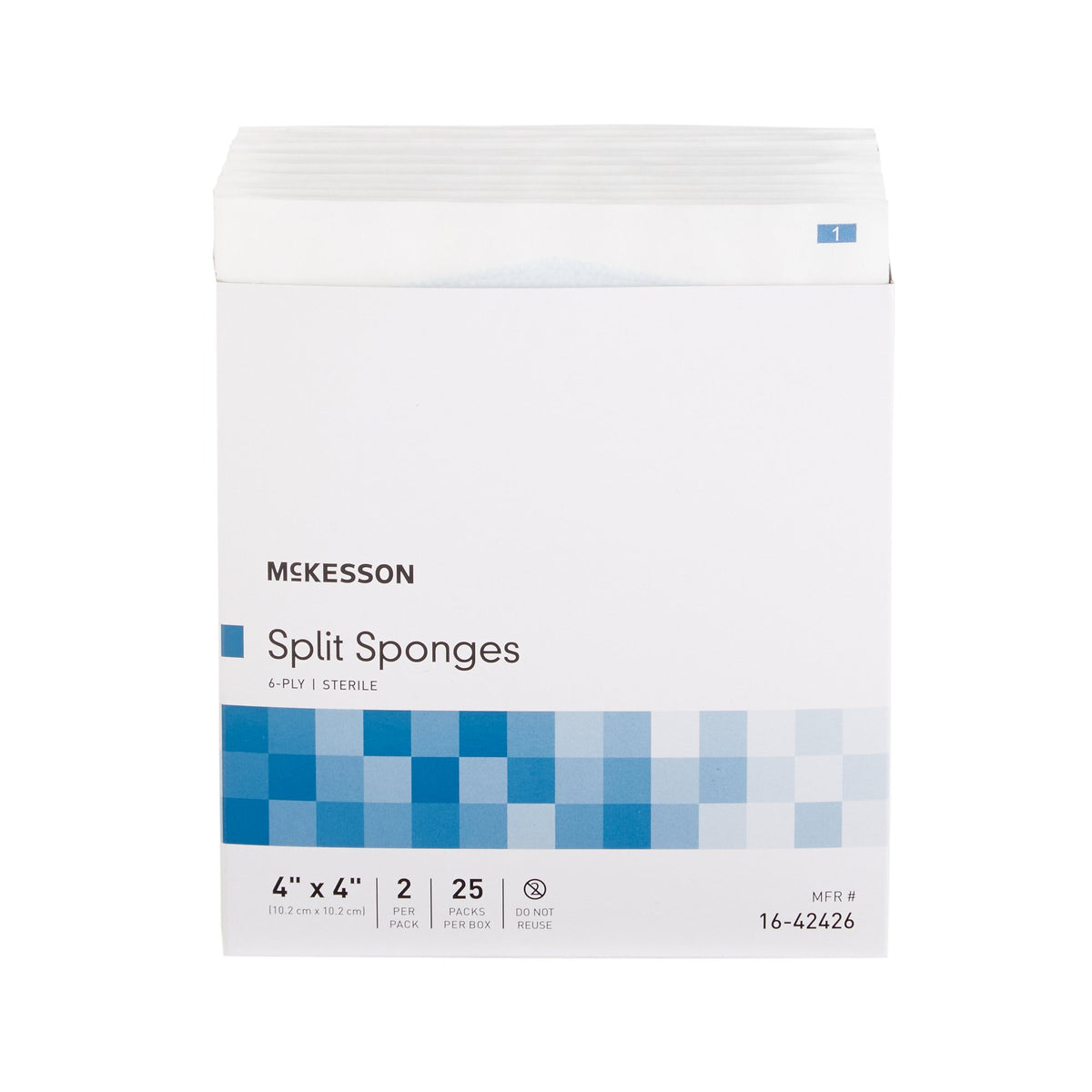 McKesson IV/Drain Split Dressing, 4 x 4 Inch, 6-Ply-Drain Sponge McKesson 4 X 4 Inch 6-Ply Sterile 2 per Pack