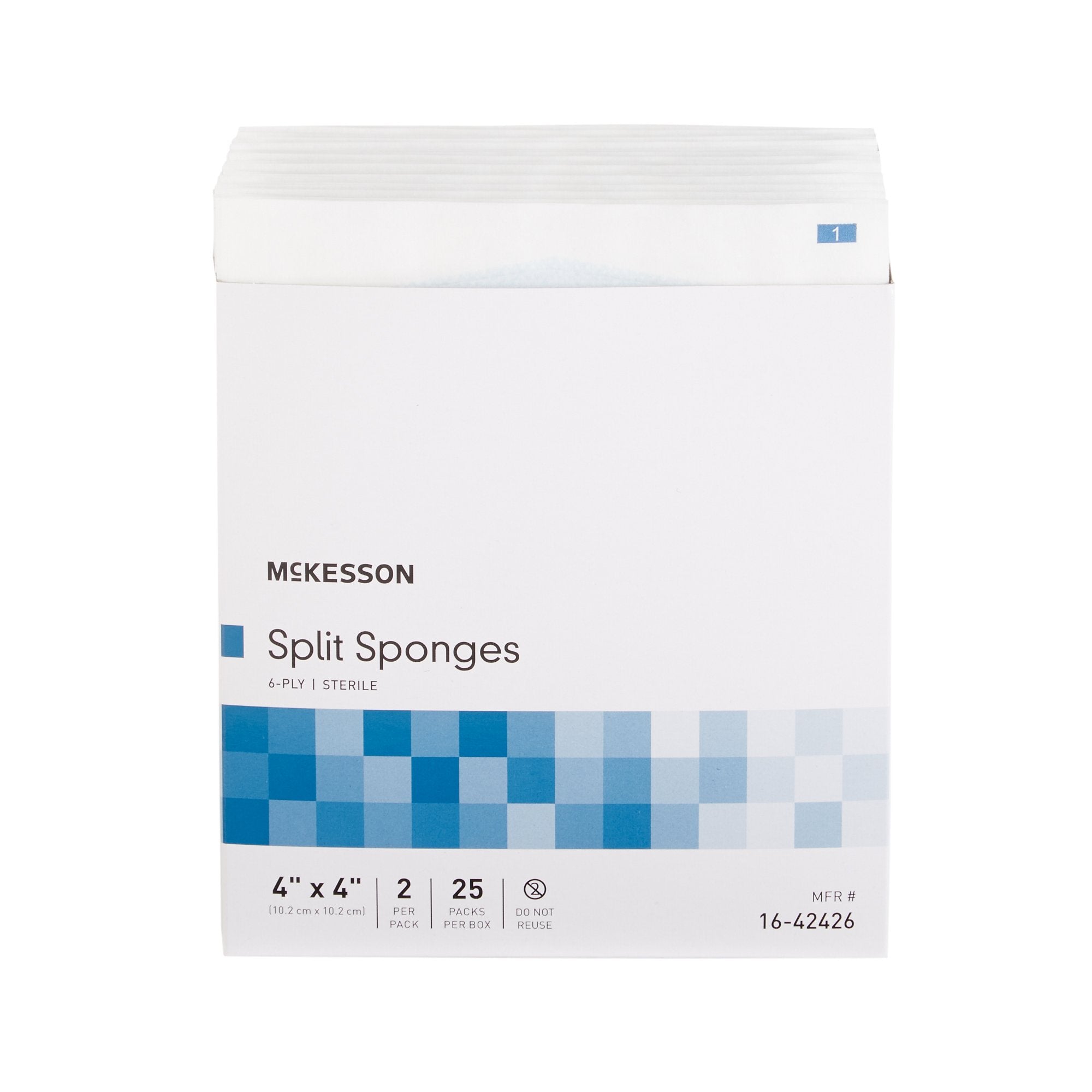 McKesson IV/Drain Split Dressing, 4 x 4 Inch, 6-Ply-Drain Sponge McKesson 4 X 4 Inch 6-Ply Sterile 2 per Pack