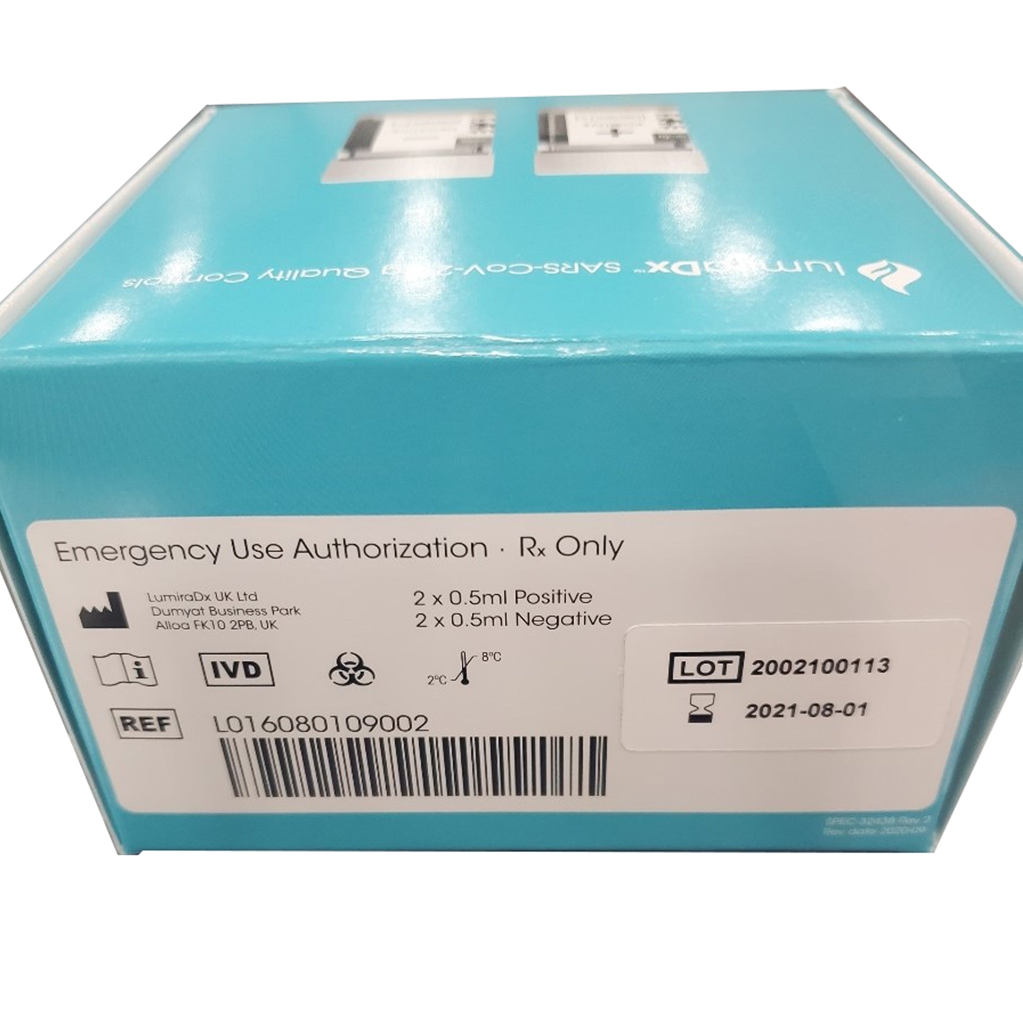 LumiraDx Control Set for use with LumiraDx Instrument and LumiraDx SARS-CoV-2 Ag Test-Immunoassay Control Set LumiraDx SARS-CoV-2 Ag Positive Level / Negative Level 4 X 0.5 mL