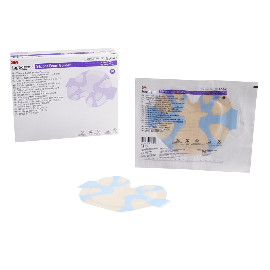 3M� Tegaderm� Silicone Foam Dressing, 6 x 6-3/4 Inch Sacral-Foam Dressing 3M� Tegaderm� 6 X 6-3/4 Inch With Border Film Backing Silicone Adhesive Sacral Sterile