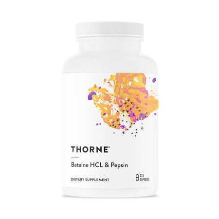 Thorne Betaine HCL & Pepsin Dietary Supplement-Dietary Supplement THORNE Betaine HCL / Pepsin Betaine Hydrochloride / Pepsin (Porcine) 1 g - 47 mg Strength Capsule 225 per Bottle