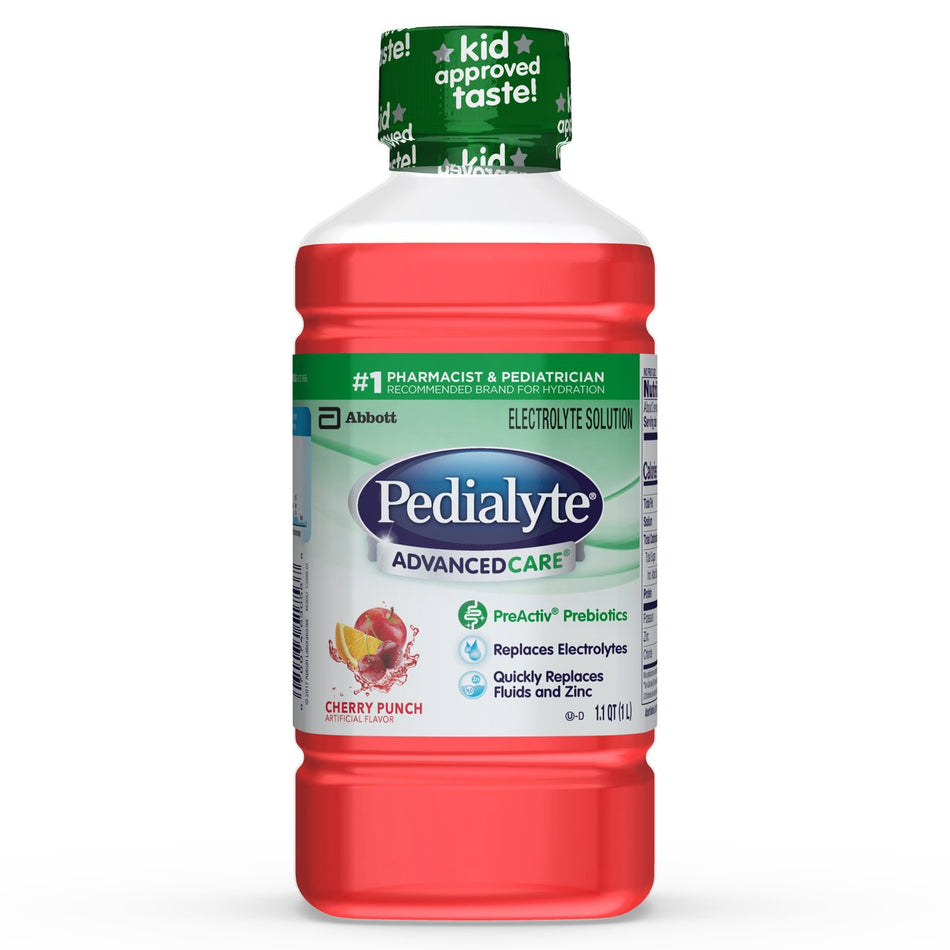 Pedialyte� AdvancedCare� Cherry Punch Electrolyte Solution, 1 Liter Bottle-Oral Electrolyte Solution Pedialyte� AdvancedCare� Cherry Punch Flavor 33.8 oz. Electrolyte