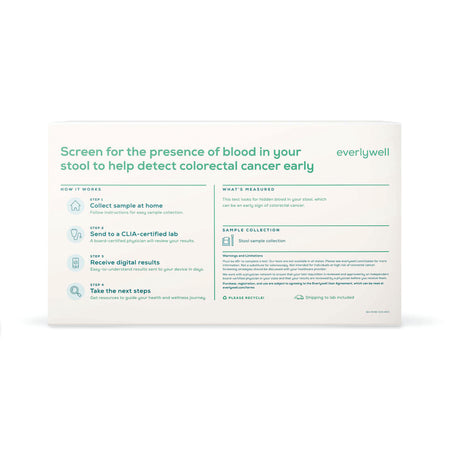 Everlywell Fecal Occult Blood Test (iFOB or FIT)-Fecal Specimen Collection Kit Everlywell Collection Tube NonSterile