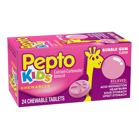 Pepto Kids Chewable Tablets Bubble Gum Flavor-Antacid Children's Pepto 400 mg Strength Chewable Tablet 24 per Box