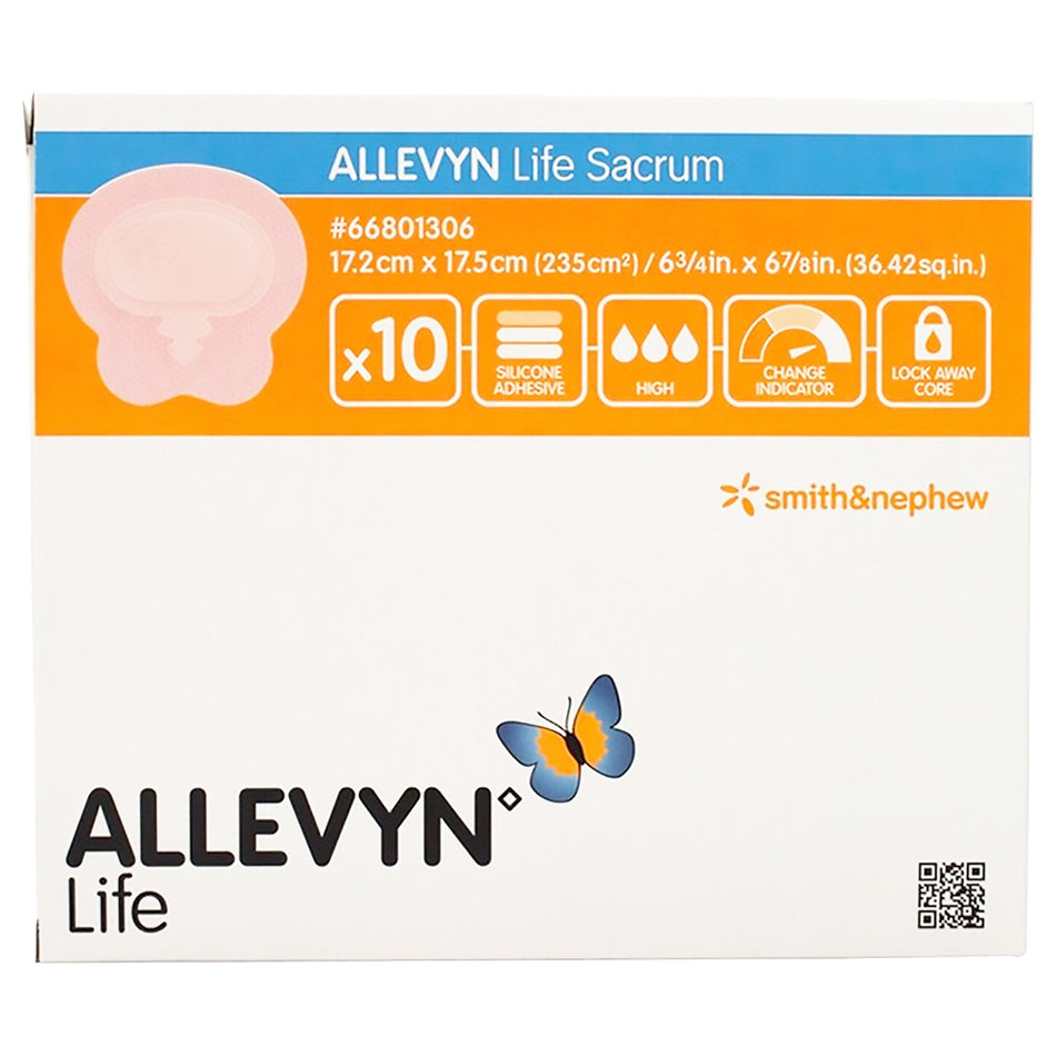 Allevyn Life Silicone Adhesive with Border Silicone Foam Dressing, 6-3/4 x 6-7/8 Inch-Foam Dressing Allevyn Life 6-3/4 X 6-7/8 Inch With Border Film Backing Silicone Gel Adhesive Sacral Sterile