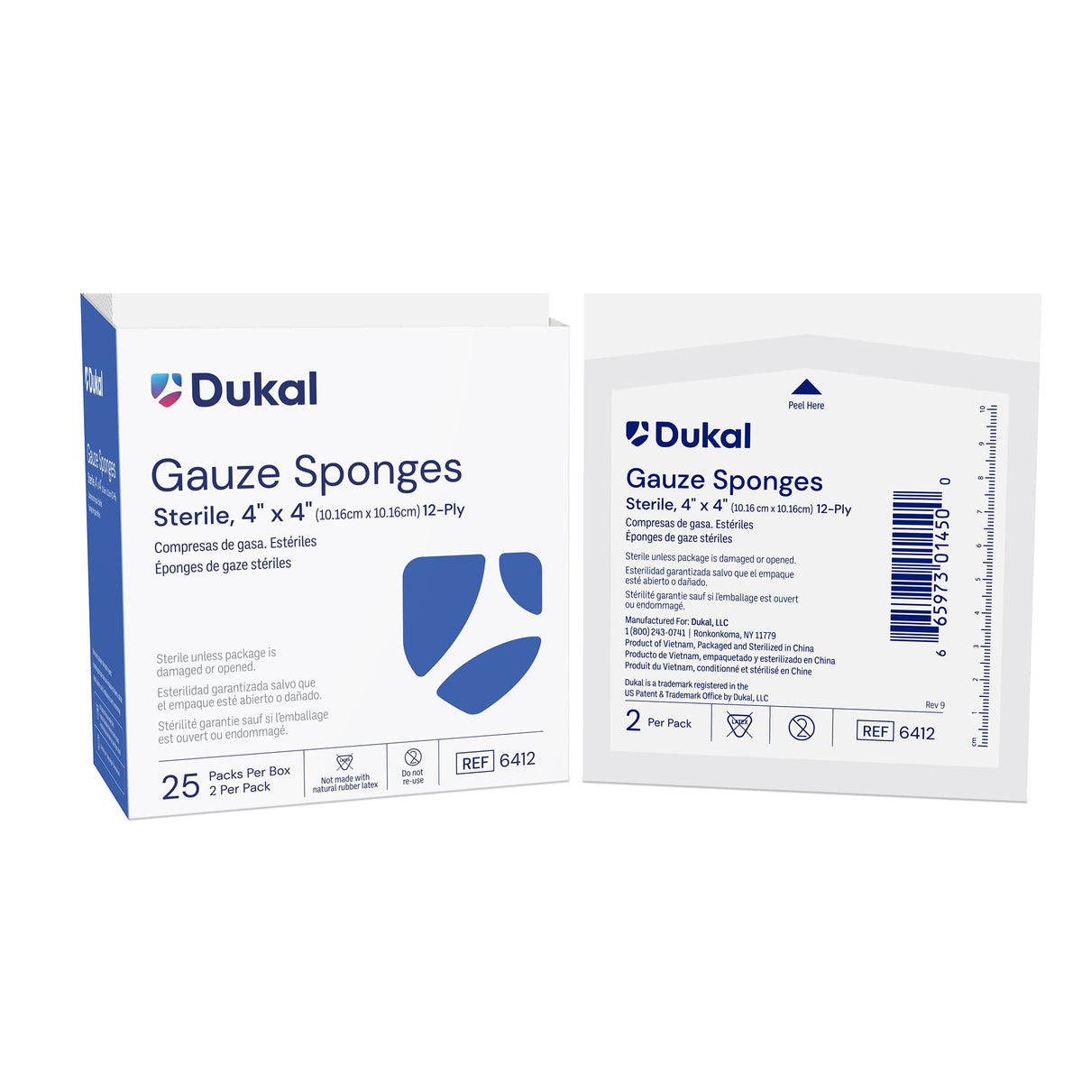 Dukal Sterile Gauze Sponge, 4 x 4 Inch, 12-Ply-Gauze Sponge Dukal 4 X 4 Inch 12-Ply Sterile 2 per Pack