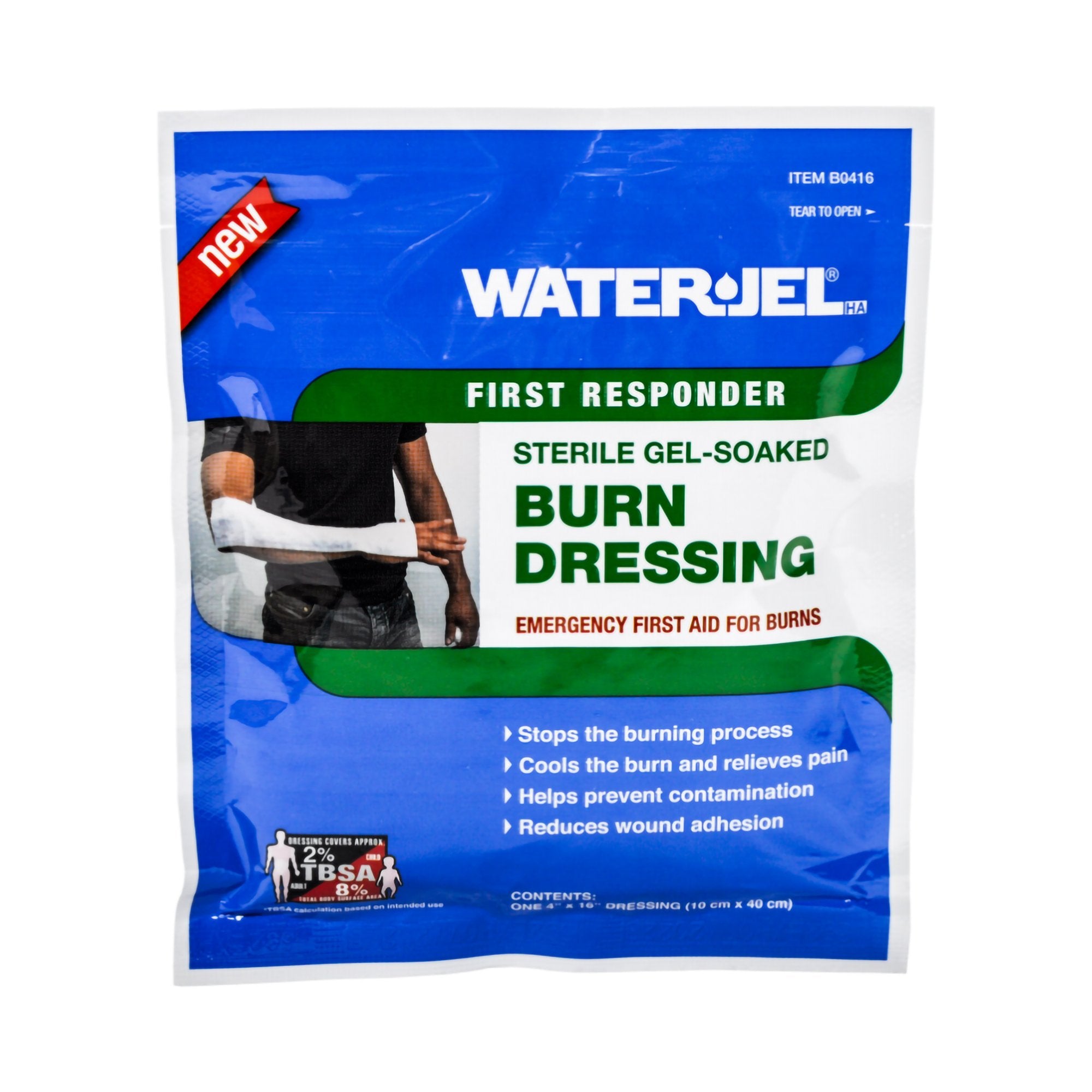 Water-Jel First Responder Burn Dressing, 4 x 16 Inch-Hydrogel Burn Dressing Water-Jel First Responder Sheet 4 X 16 Inch Sterile