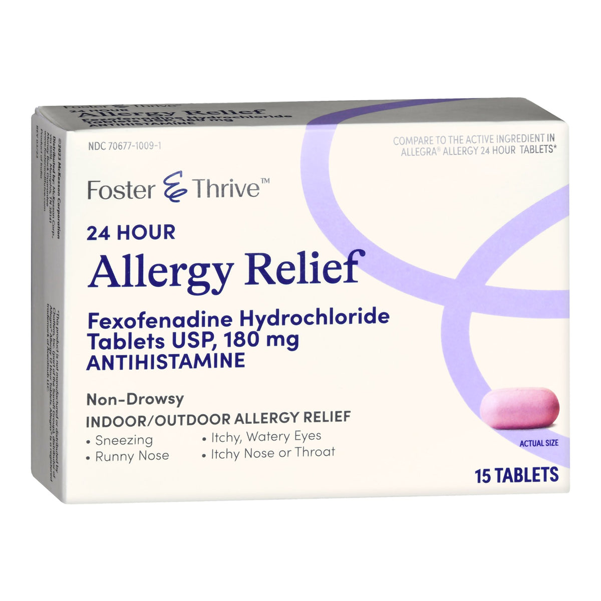 Foster & Thrive 24 Hour Allergy Relief Fexofenadine HCl USP 180 mg Tablets-Allergy Relief Foster & Thrive 180 mg Strength Tablet 15 per Box