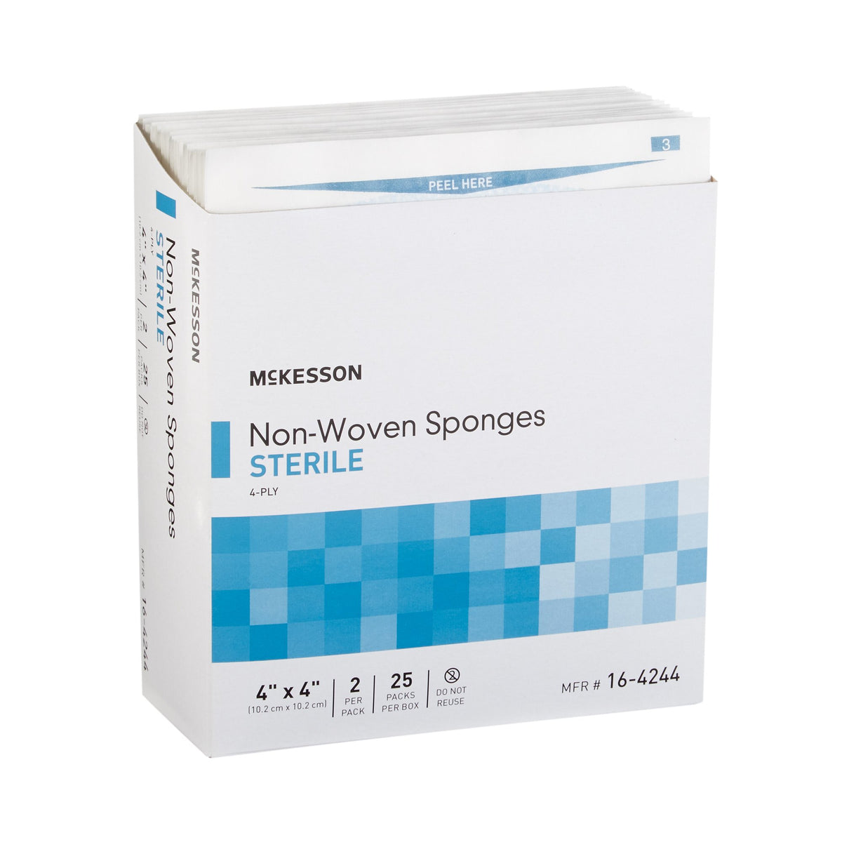 McKesson Sterile Nonwoven Sponge, 4 x 4 Inch, 4-Ply-Nonwoven Sponge McKesson 4 X 4 Inch 4-Ply Sterile 2 per Pack