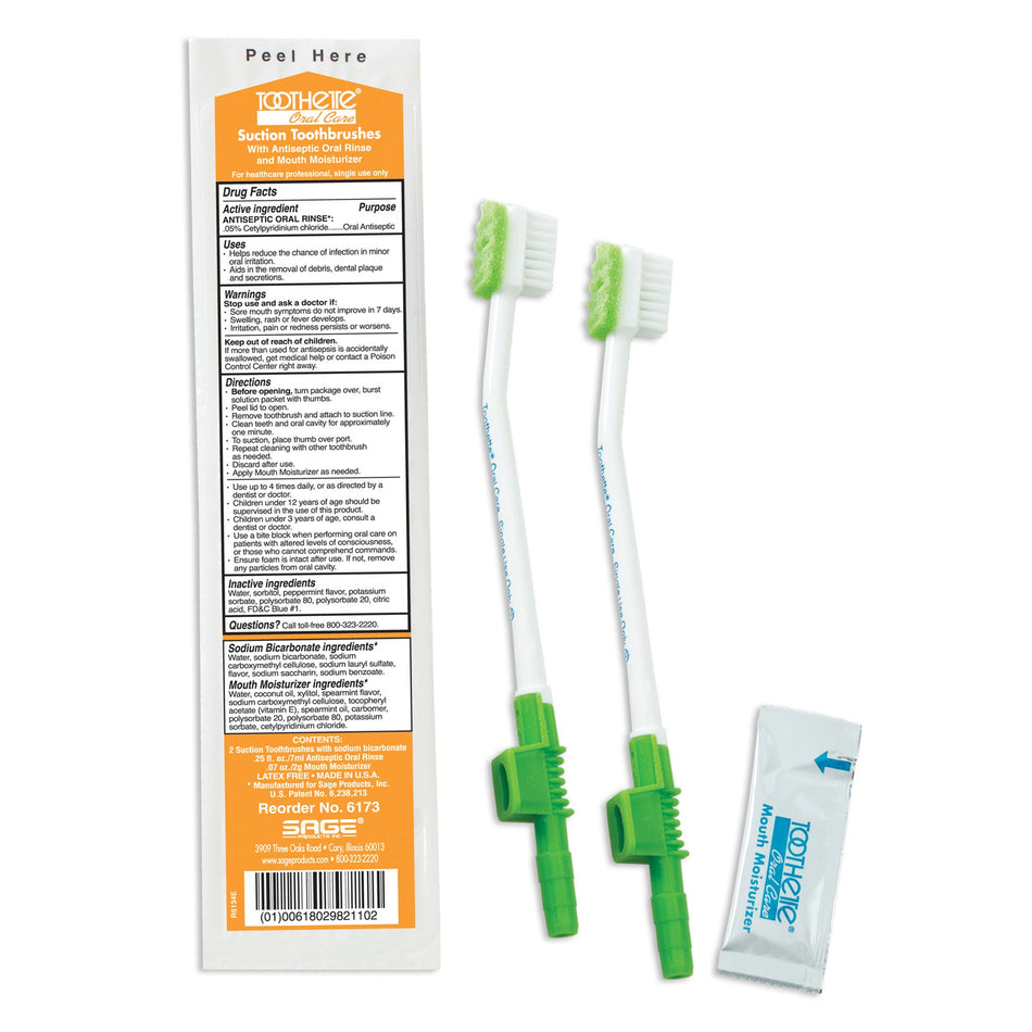 Toothette Suction Toothbrush Kit with Oral Rinse-Suction Toothbrush Kit Toothette NonSterile