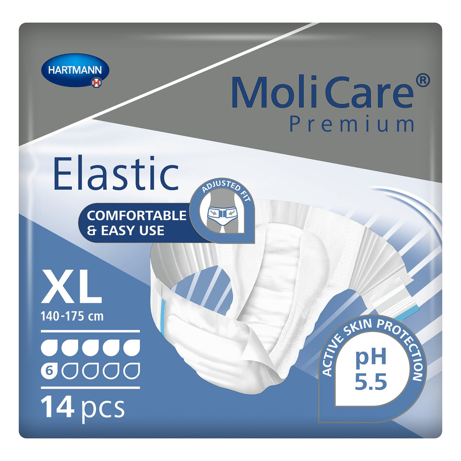 MoliCare Premium Elastic 6 Drop Absorbency Incontinence Briefs, X-Large-Unisex Adult Incontinence Brief MoliCare Premium Elastic 6D X-Large Disposable Moderate Absorbency