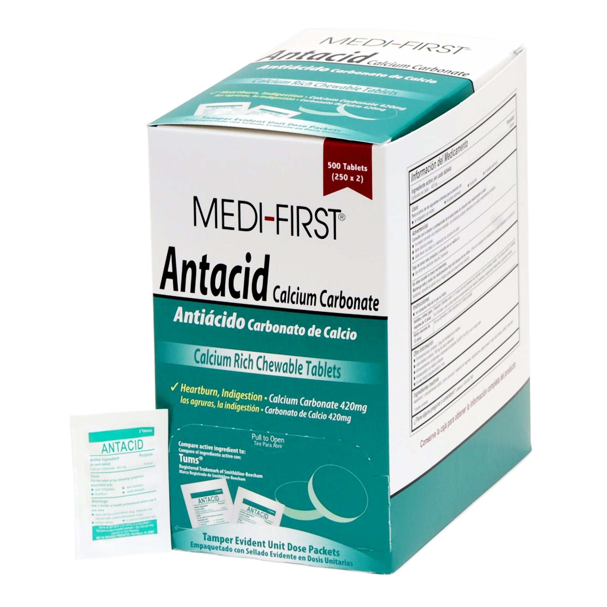 Medi-First Calcium Carbonate Antacid-Antacid Medi-First 420 mg Strength Tablet 500 per Box