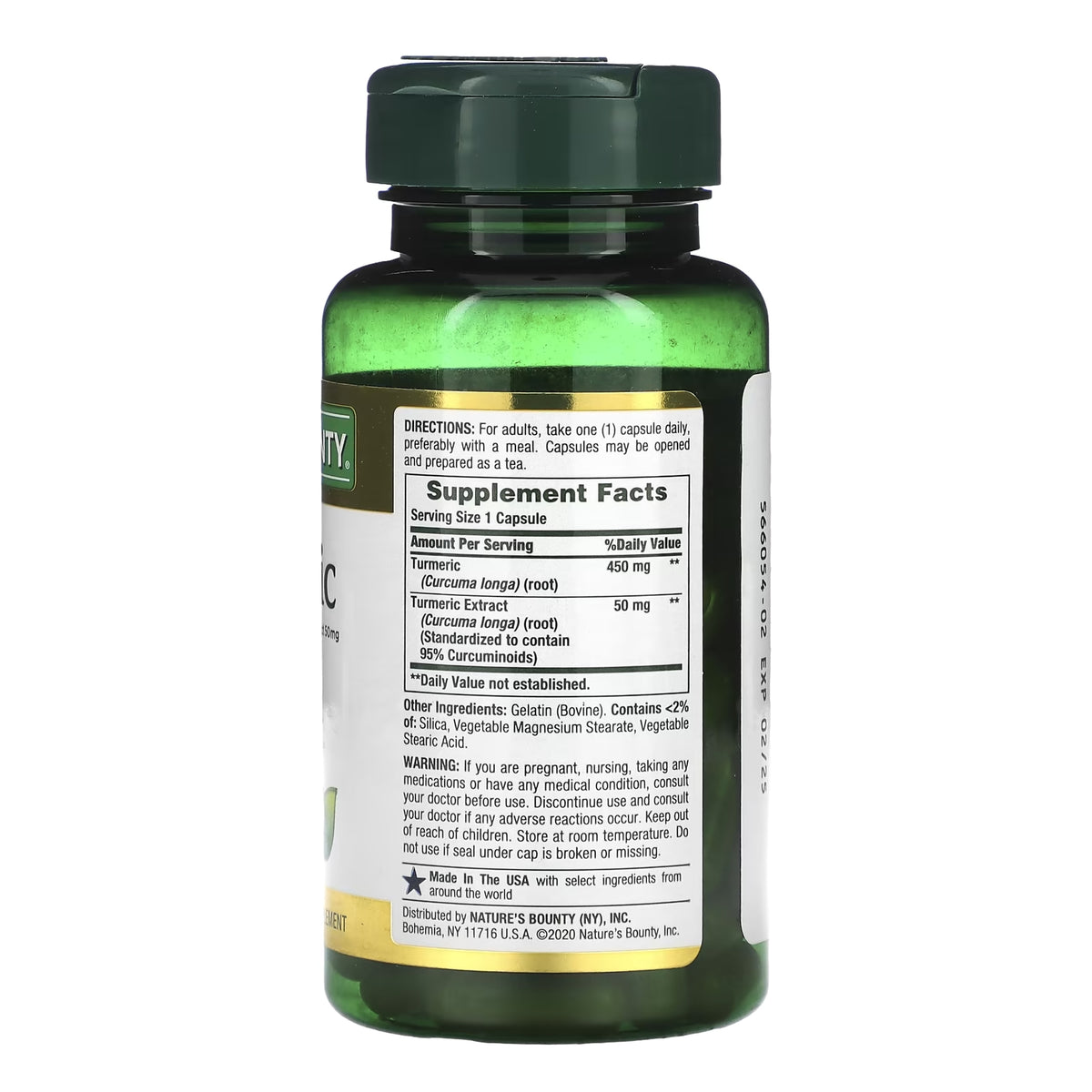 Nature's Bounty Turmeric 450 mg Capsules-Herbal Supplement Nature's Bounty Turmeric 450 mg Strength Capsule 60 per Bottle