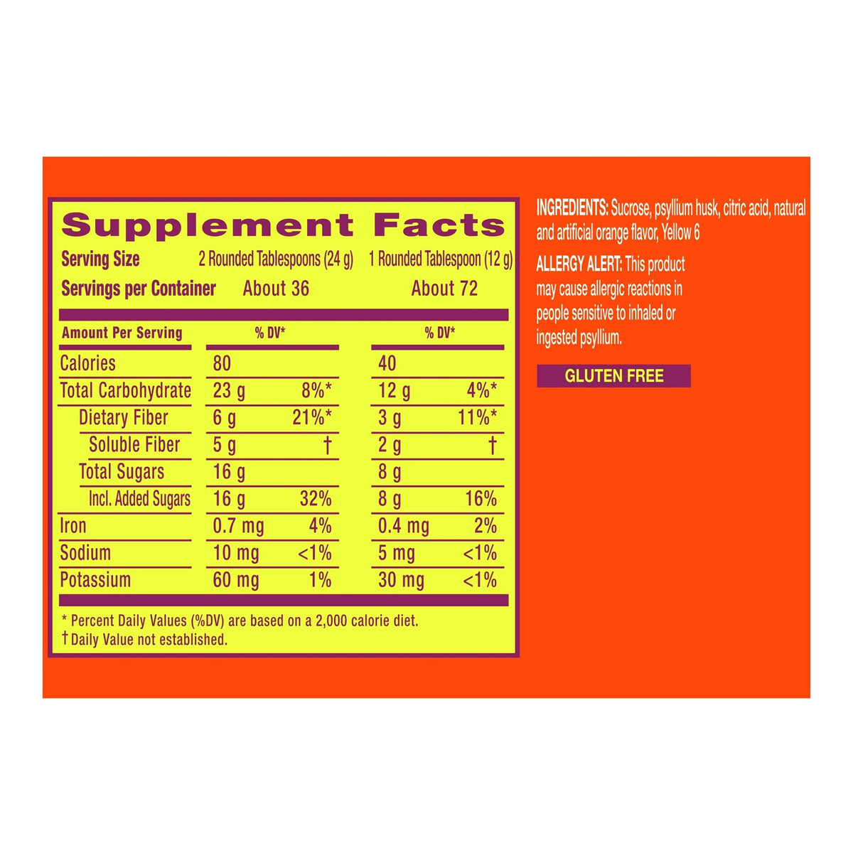 Metamucil Psyllium Husk Fiber Supplement-Fiber Supplement Metamucil Orange Flavor Powder 30 oz. 3.4 Gram Strength Psyllium Husk