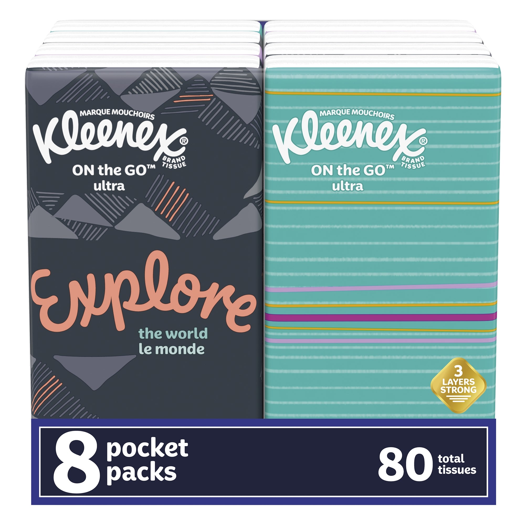 Kleenex Pocket Pack Facial Tissue-Kleenex Pocket Pack Facial Tissue White 8-3/5 X 8-3/10 Inch 10 Count