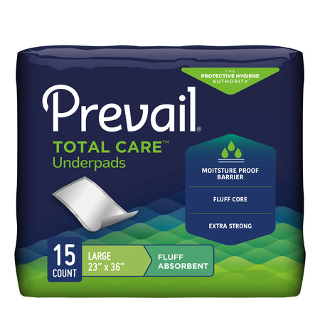Prevail Total Care Fluff Underpads, Large-Disposable Underpad Prevail Total Care 23 X 36 Inch Fluff Light Absorbency