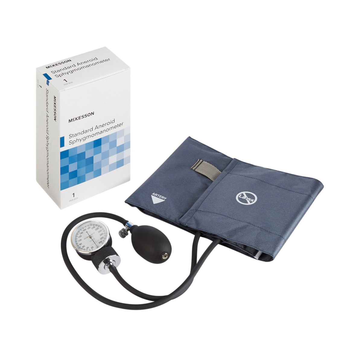 McKesson Aneroid Sphygmomanometer with Cuff, Two-Tube, Pocket-Size, Handheld, Adult Large Cuff, Dark Blue-Aneroid Sphygmomanometer Unit McKesson Brand Large Adult Cuff Nylon Cuff 34 - 50 cm Pocket Aneroid