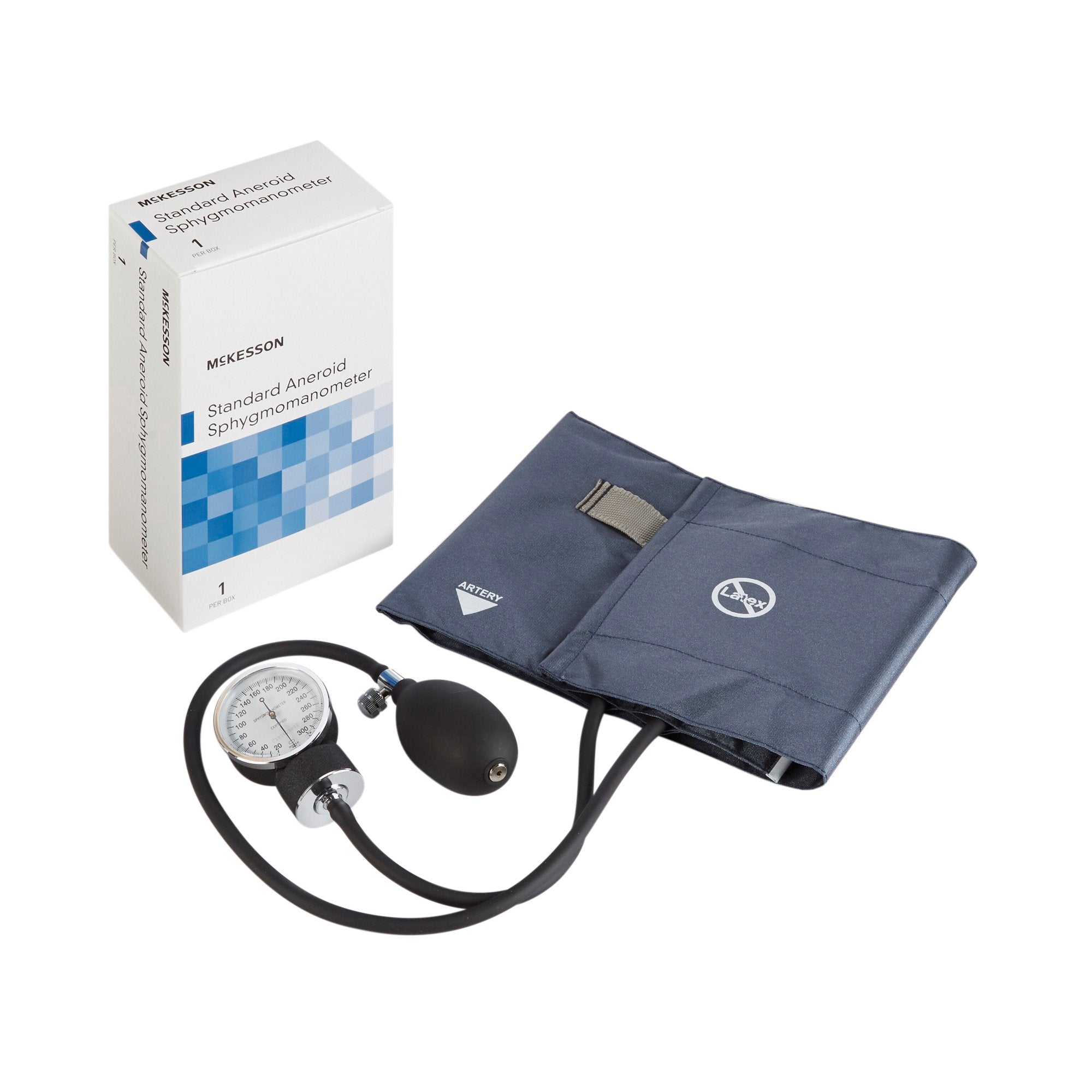 McKesson Aneroid Sphygmomanometer with Cuff, Two-Tube, Pocket-Size, Handheld, Adult Large Cuff, Dark Blue-Aneroid Sphygmomanometer Unit McKesson Brand Large Adult Cuff Nylon Cuff 34 - 50 cm Pocket Aneroid