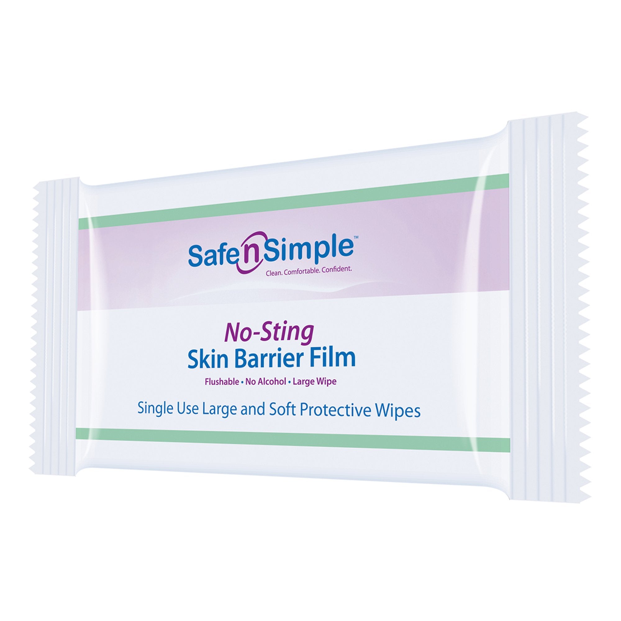 Safe N Simple No-Sting Skin Barrier Wipe-Skin Barrier Wipe Safe N Simple No-Sting 60% / 20% Strength Purified Water / Polyvinylpyrrolidone / Glycerin / Propylene Glycol Individual Packet Large NonSterile
