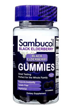 Sambucol Black Elderberry Gummies-Dietary Supplement Sambucol Black Elderberry Extract 50 mg Strength Gummy 30 per Bottle Black Elderberry Flavor