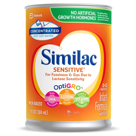 Similac Sensitive Infant Formula, 13-ounce can-Infant Formula Similac Sensitive Unflavored 13 oz. Can Liquid Iron Lactose Sensitivity