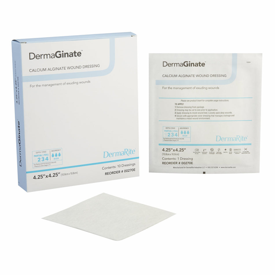 DermaGinate Alginate Dressing, 4-1/4 x 4-1/4 Inch-Alginate Dressing DermaGinate 4-1/4 X 4-1/4 Inch Square
