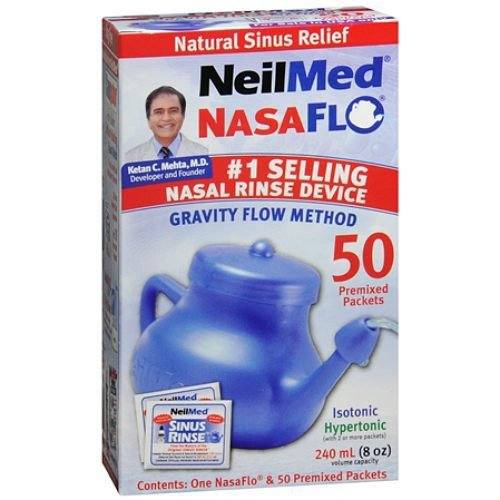 Neilmed Nasaflo Neti Pot Saline Nasal Rinse Kit-Saline Nasal Rinse Kit Neilmed Nasaflo Neti Pot 50 Packets