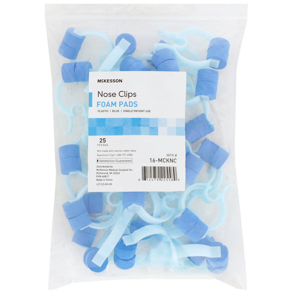 McKesson Nose Clips-"Nose Clip McKesson Foam, Disposable, Blue Plastic For Spirometer"