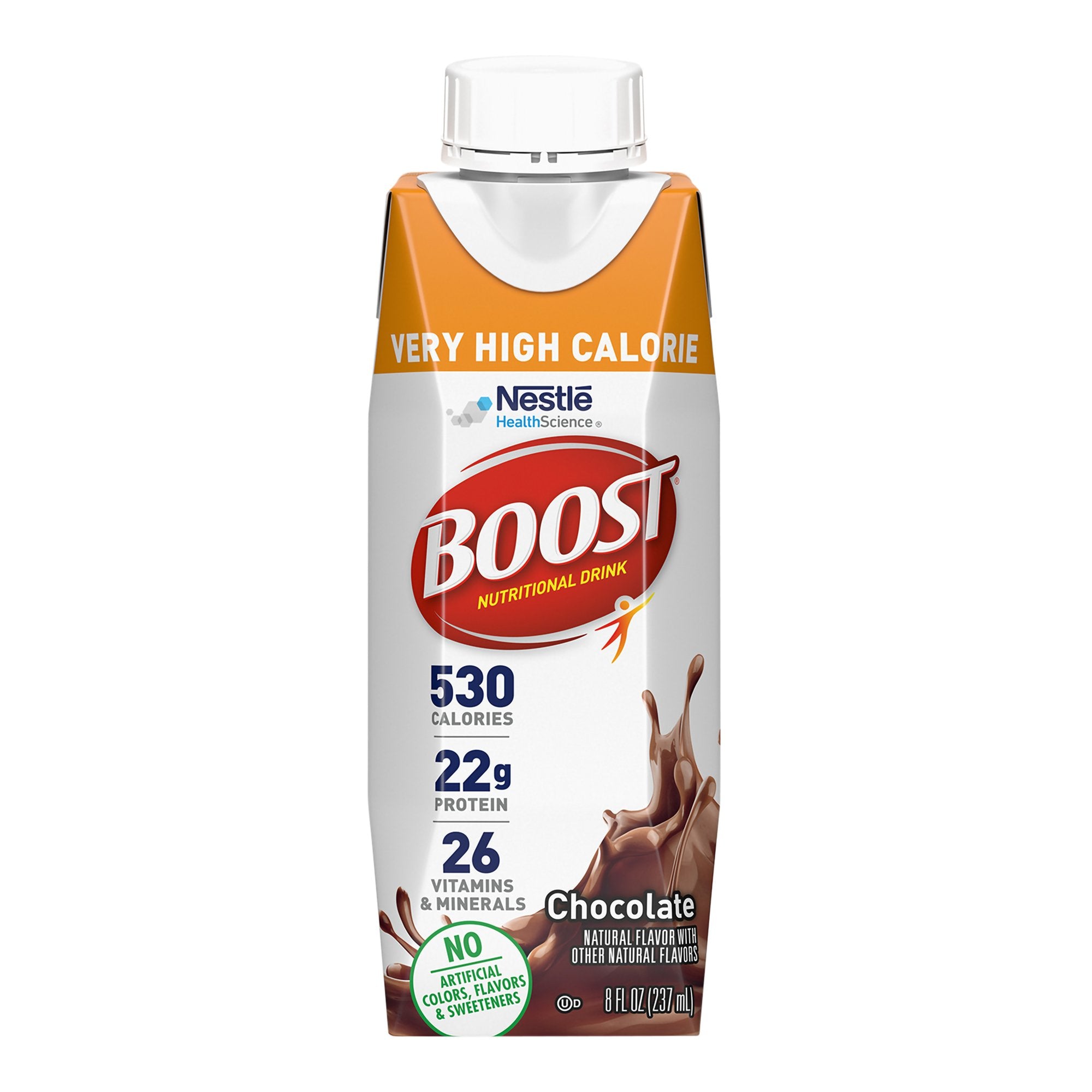 Boost Very High Calorie Chocolate Nutritional Drink, 8-ounce carton-Oral Supplement Boost Very High Calorie Chocolate Flavor Liquid 8 oz. Reclosable Carton