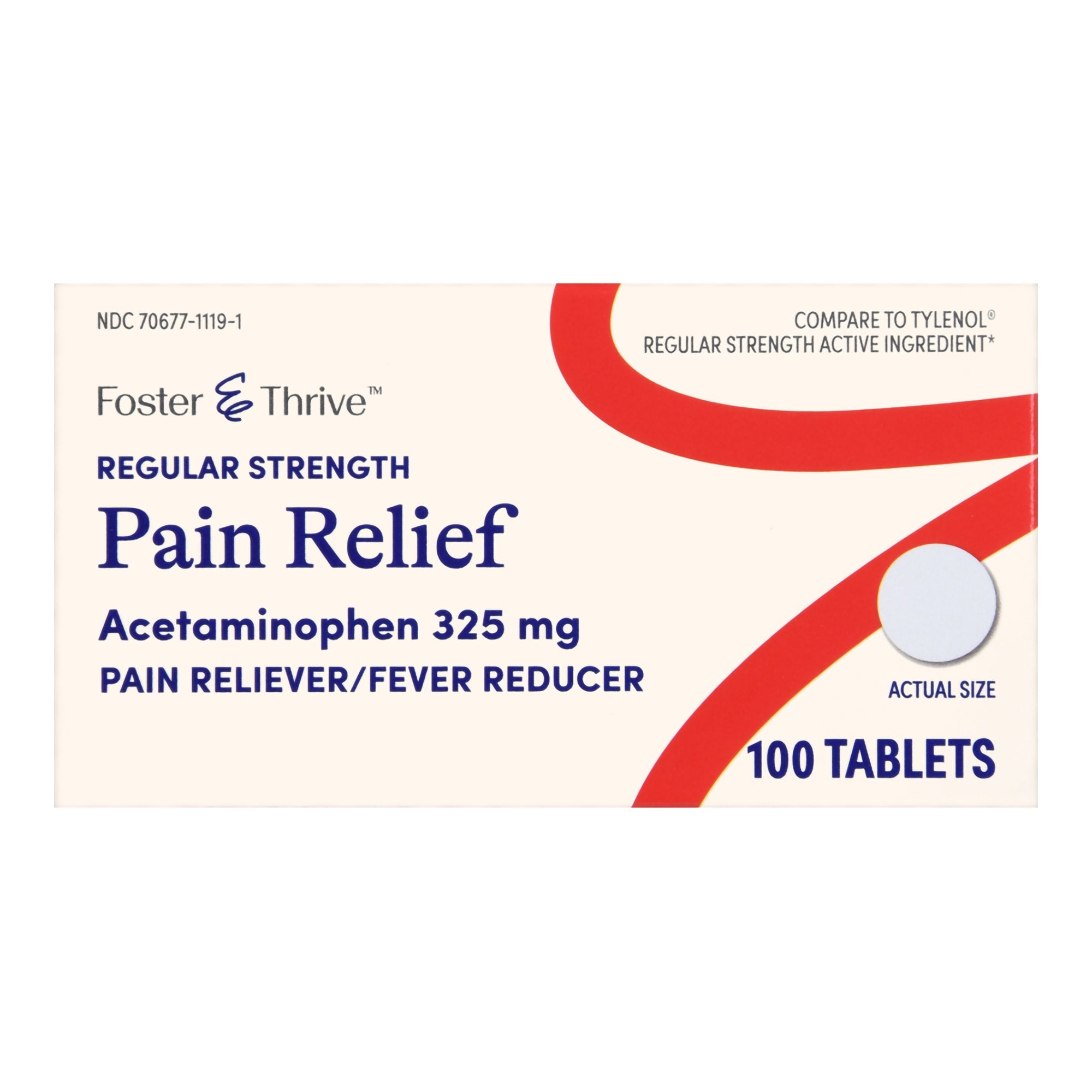 Foster & Thrive Regular Strength Pain Relief Acetaminophen 325 mg Tablets-Pain Relief Foster & Thrive 325 mg Strength Acetaminophen Tablet 100 per Bottle