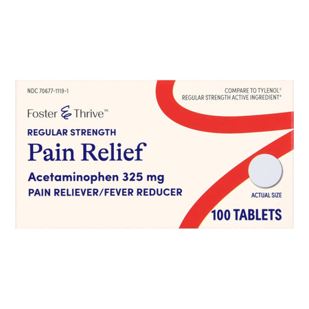 Foster & Thrive Regular Strength Pain Relief Acetaminophen 325 mg Tablets-Pain Relief Foster & Thrive 325 mg Strength Acetaminophen Tablet 100 per Bottle