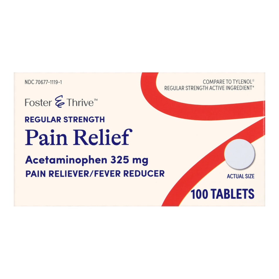 Foster & Thrive Regular Strength Pain Relief Acetaminophen 325 mg Tablets-Pain Relief Foster & Thrive 325 mg Strength Acetaminophen Tablet 100 per Bottle