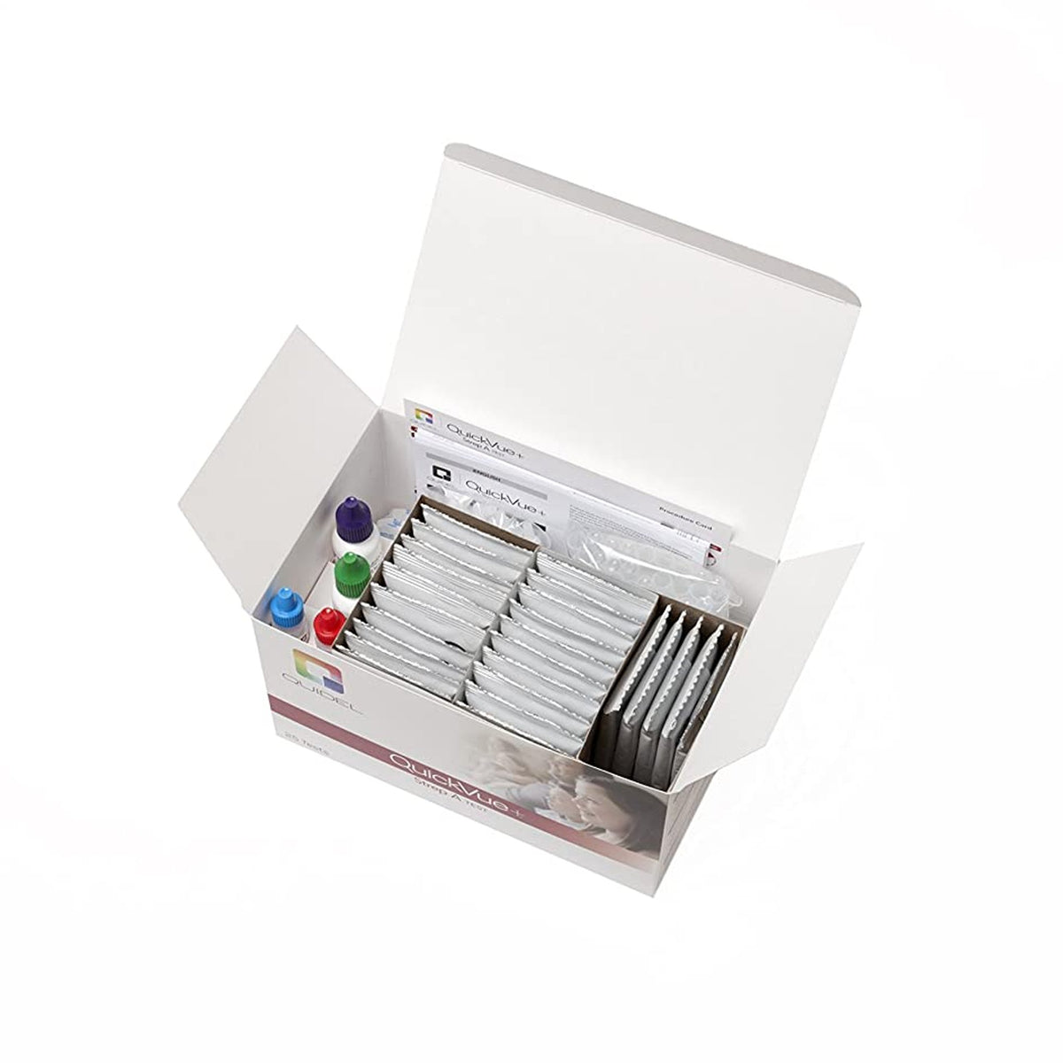 QuickVue+ Strep A Infectious Disease Immunoassay Respiratory Test Kit-Respiratory Test Kit QuickVue+ Strep A Strep A Test 25 Tests CLIA Non-Waived