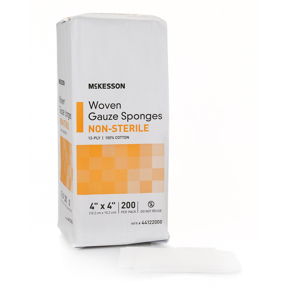 McKesson Gauze Sponge, 4 x 4 Inch, 12-Ply-Gauze Sponge McKesson 4 X 4 Inch 12-Ply NonSterile 200 per Pack