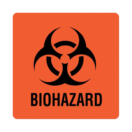 United Biohazard Warning Label, 6 x 6 Inch-Pre-Printed Label UAL Caution Label Fluorescent Red Paper Biohazard / Symbol Black Biohazard 6 X 6 Inch