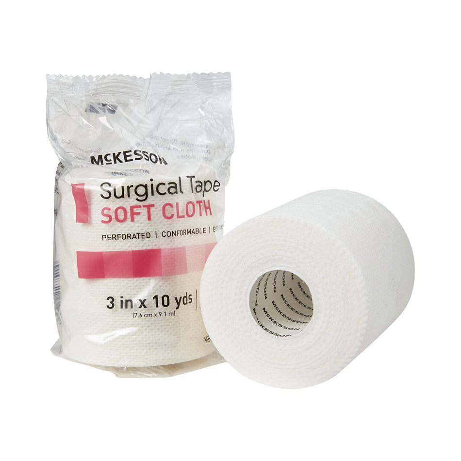 McKesson Cloth Medical Tape, 3 Inch x 10 Yard, White-Perforated Medical Tape McKesson White 3 Inch X 10 Yard Soft Cloth NonSterile
