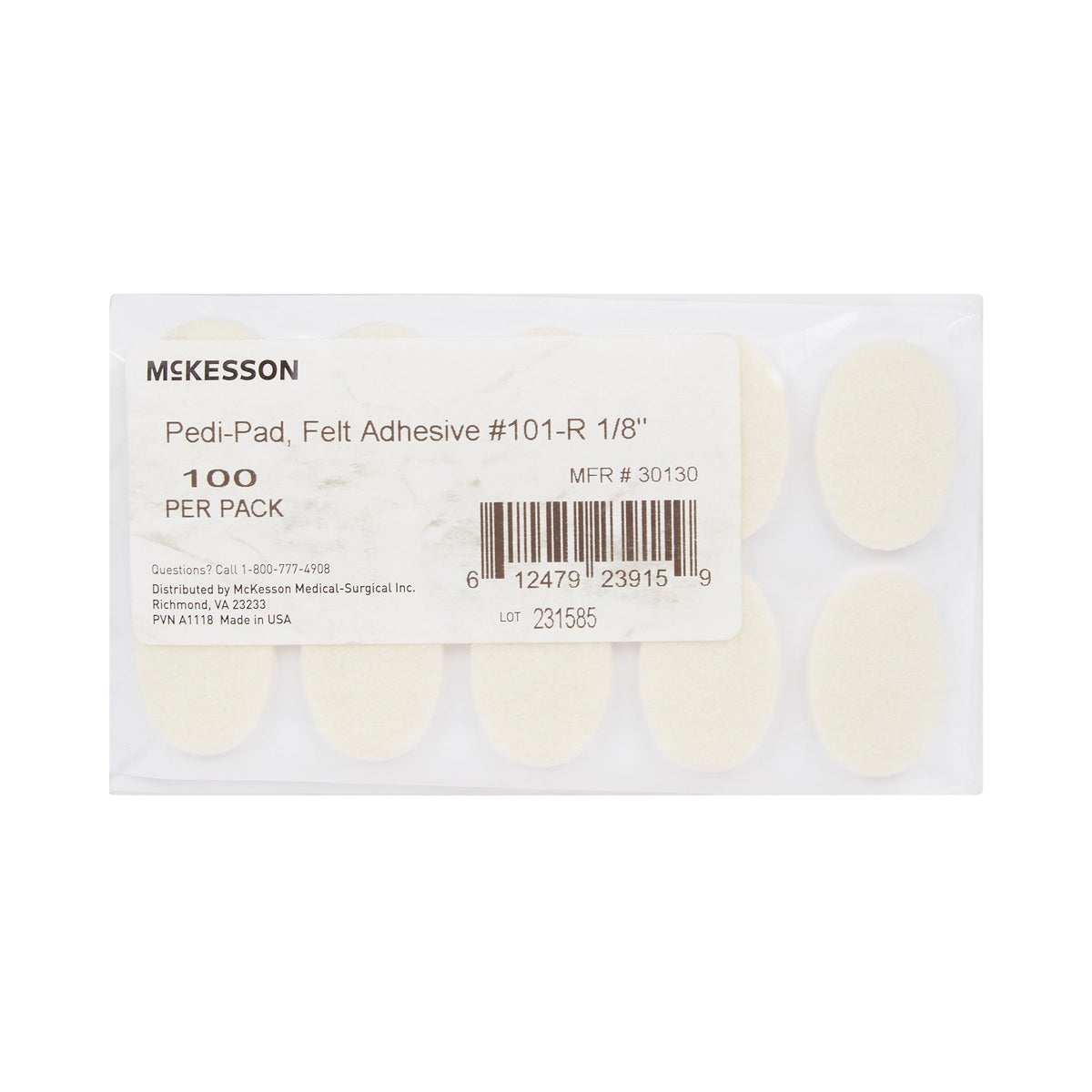 McKesson Pedi-Pad Protective Pad, Size 101 Regular-Protective Pad McKesson Pedi-Pad Size 101-Regular Adhesive Foot