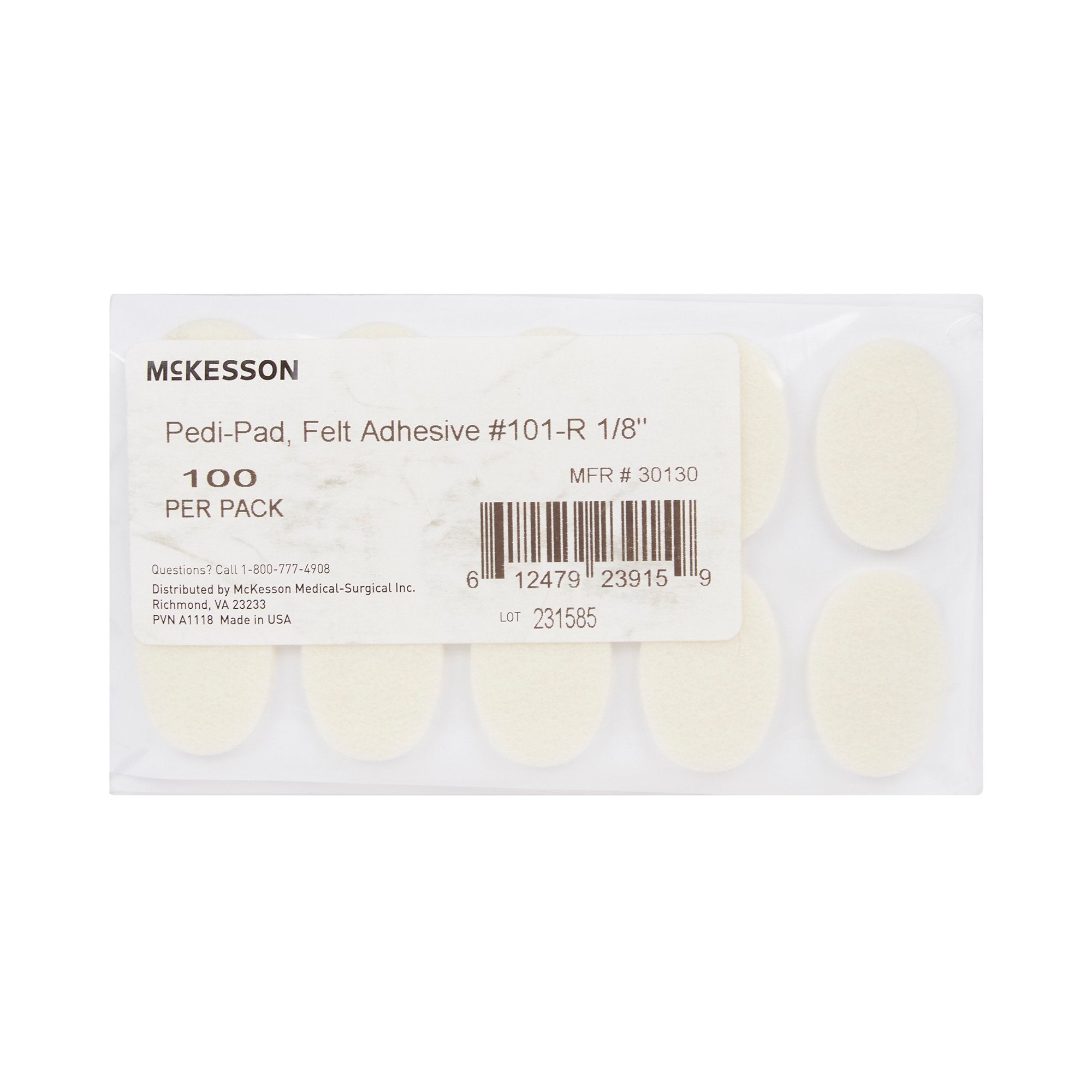 McKesson Pedi-Pad Protective Pad, Size 101 Regular-Protective Pad McKesson Pedi-Pad Size 101-Regular Adhesive Foot