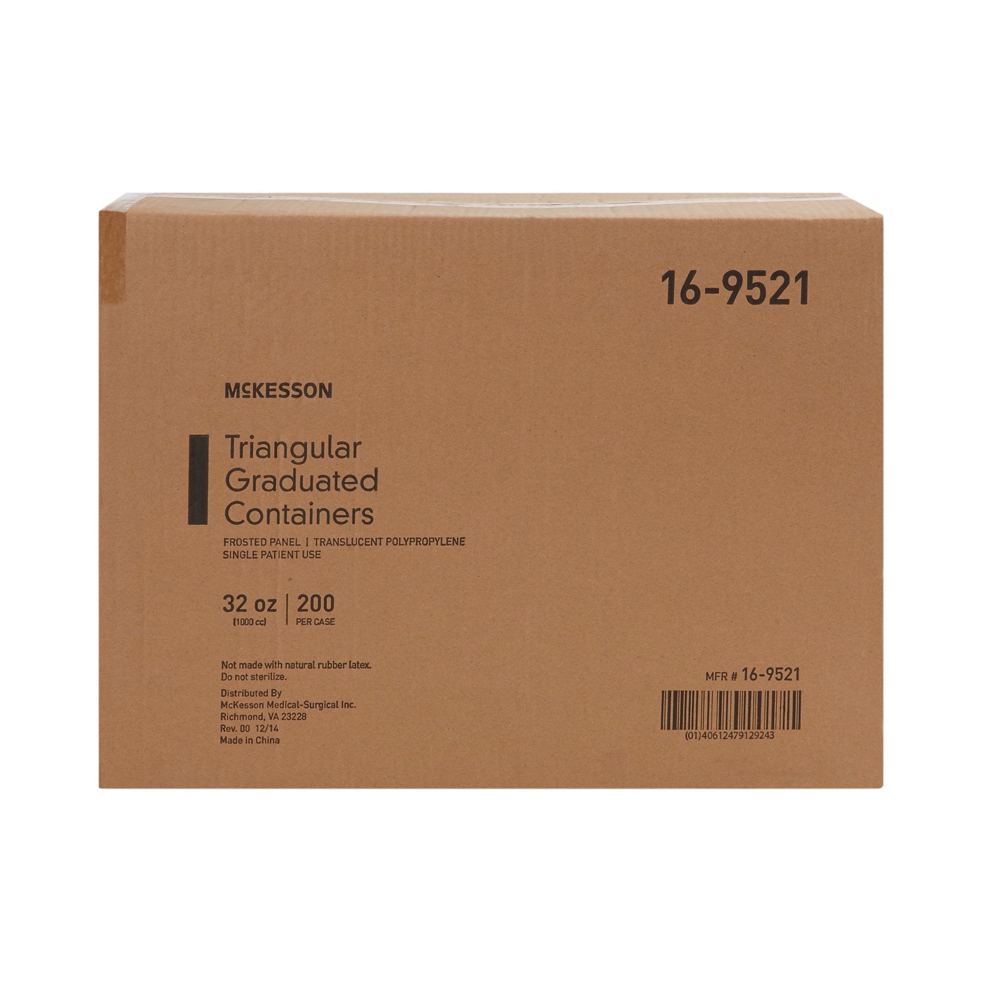 McKesson Triangular Graduated Container, 32 ounce capacity-"Graduated Container McKesson Triangular Polypropylene 1,000 mL (32 oz.)"