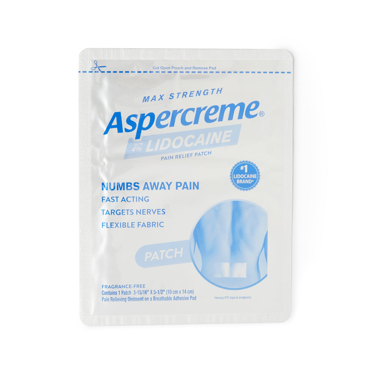 Aspercreme Max Strength with Lidocaine 4% Pain Relief Patches-Topical Pain Relief Aspercreme 4% Strength Lidocaine Patch 5 per Box