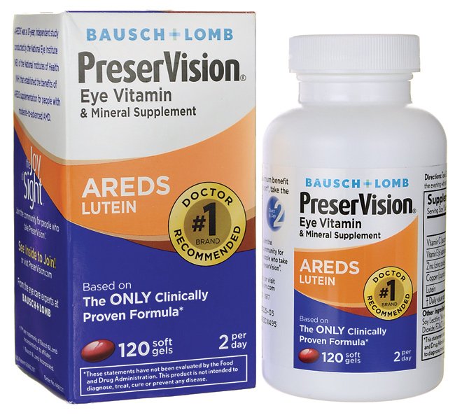PreserVision AREDS Lutein Multivitamin Supplement-Multivitamin Supplement PreserVision Ascorbic Acid / Vitamin E / Zinc 200 IU - 226 mg - 34.8 mg Strength Softgel 120 per Bottle