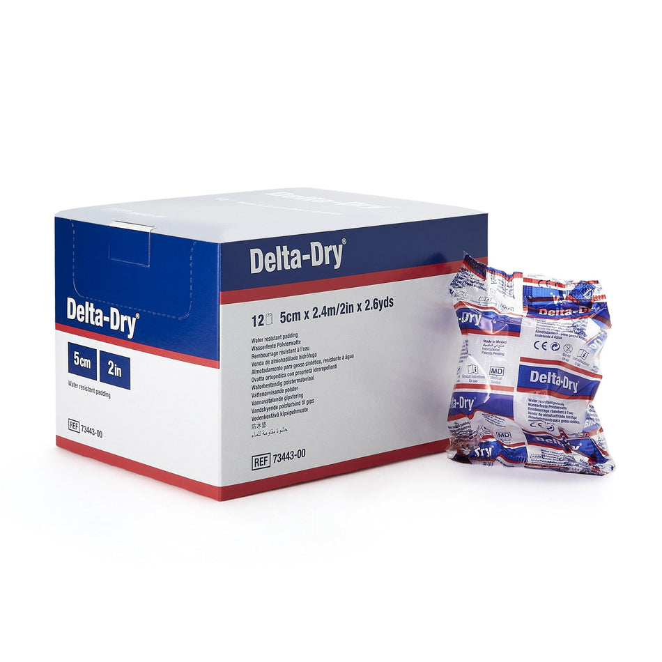 Delta-Dry White Synthetic Water Resistant Cast Padding, 2 Inch x 2.6 Yard-Cast Padding Undercast / Water Resistant Delta-Dry 2 Inch X 2.6 Yard Synthetic NonSterile