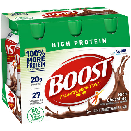 Boost® High Protein Chocolate Complete Nutritional Drink, 8-ounce bottle - Nutritionals and Feeding Supplies>Nutritionals>...